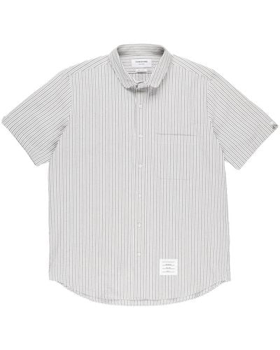 Thom Browne Striped Seersucker Cotton Shirt - White