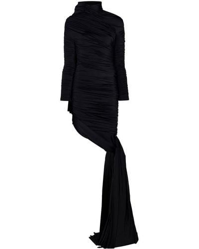 Balenciaga Twisted Knots Ruched Draped Dress - Black
