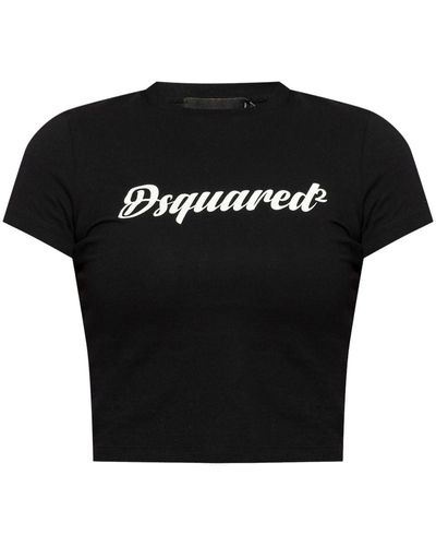 DSquared² Cropped-T-Shirt mit Logo-Print - Schwarz