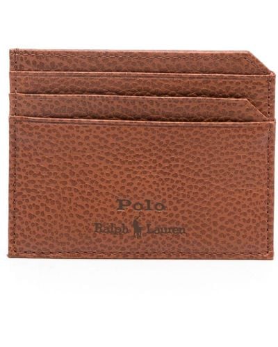 Polo Ralph Lauren Debossed-logo leather cardholder - Marron