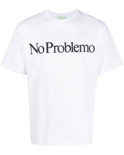 Aries T-shirt en coton à imprimé No Problemo - Blanc