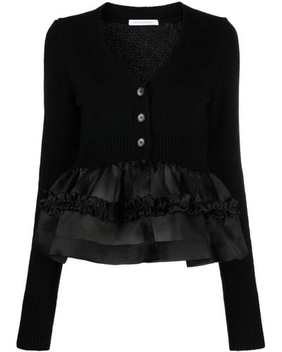 Cecilie Bahnsen Ruffle-hem Button-up Sweater - Black