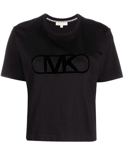 MICHAEL Michael Kors Camiseta con logo en relieve y cuello redondo - Negro