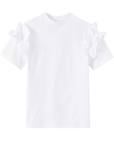 D'Estree Sophie T-Shirt mit Rüschendetail - Weiß