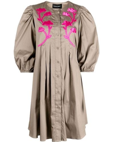 Cynthia Rowley Hemdkleid mit Blumenapplikation - Pink