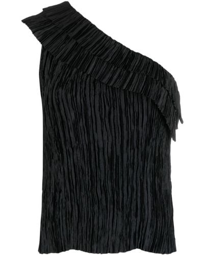Ulla Johnson Haut plissé Ravenna à une épaule - Noir