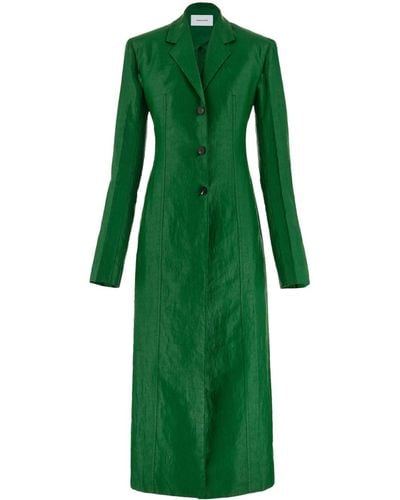 Ferragamo Manteau en lin à simple coutonnage - Vert