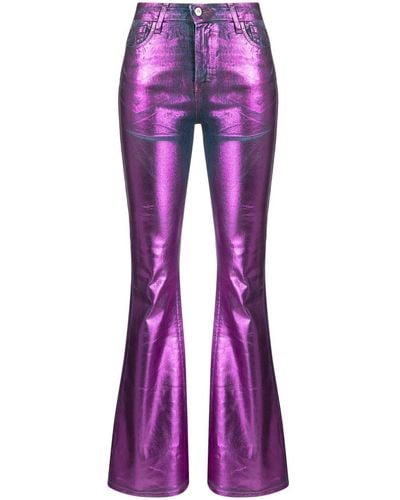 Madison Maison Metallic-effect Laminated Jeans - Purple