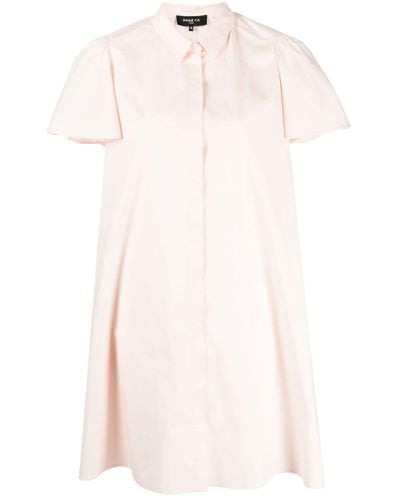 Paule Ka Cotton-blend Flounce-sleeves Shirt Dress - Pink