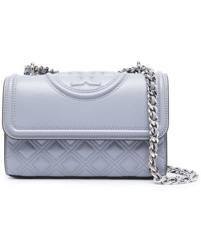 Tory Burch Fleming Small Leather Shoulder Bag - Gray