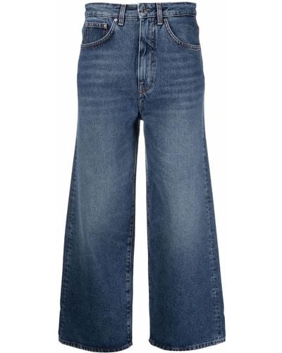 Totême Organic Cotton Cropped Flared Jeans - Blue