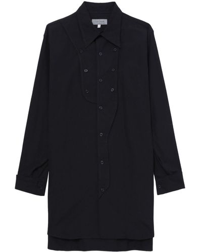 Yohji Yamamoto Long-sleeved Buttoned Cotton Shirt - Blue