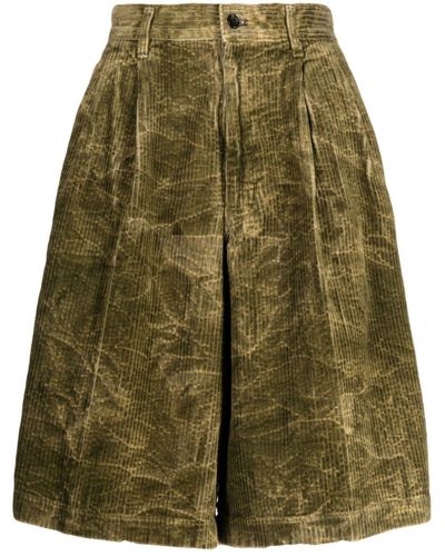 Comme des Garçons Corduroy Bleached-effect Shorts - Green