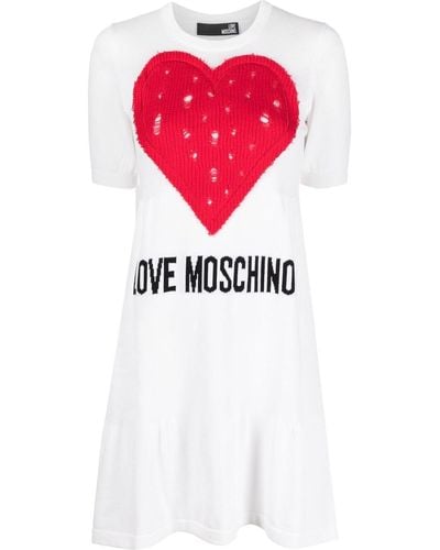 Love Moschino Robe à logo imprimé - Blanc