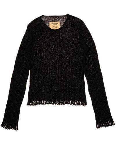 Uma Wang Open-knit Frayed Jumper - Black