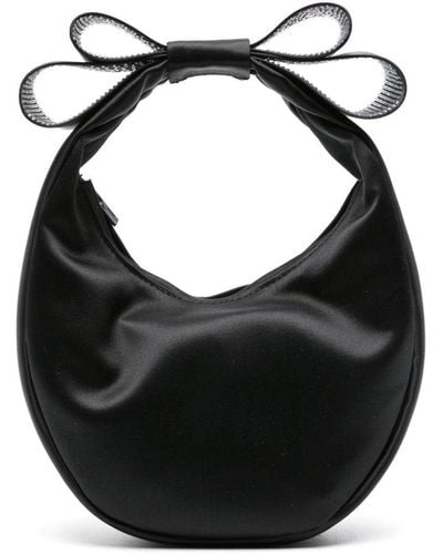 Mach & Mach Bow-detail Satin Tote Bag - Black