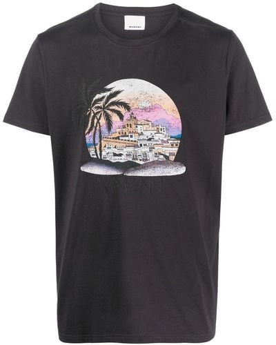 Isabel Marant T-Shirt mit grafischem Print - Schwarz