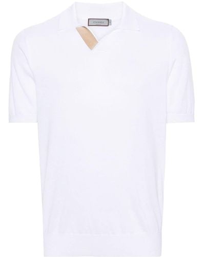Canali Fine-knit Polo Shirt - White