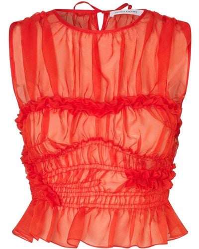 Cecilie Bahnsen Uphi Silk Top - Red