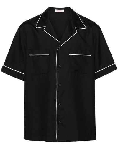 Valentino Garavani Piped-trim Silk Shirt - Black