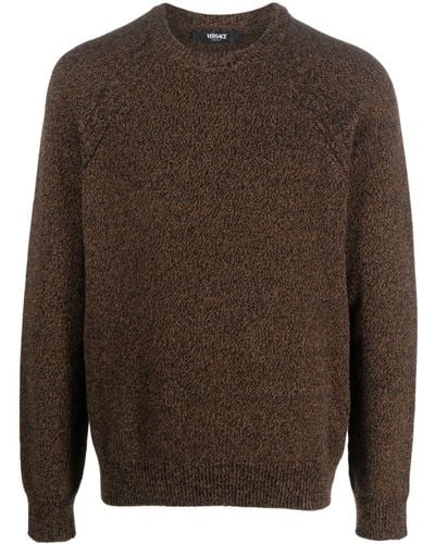 Versace Greca-trim Cashmere Sweater - Brown