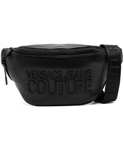 Versace Logo-lettering Grained Belt Bag - Black