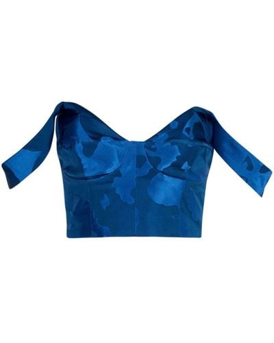 Silvia Tcherassi Nuoro Brocade-effect Cropped Top - Blue
