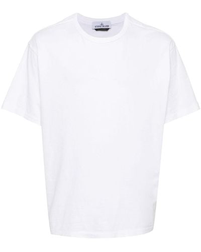 Stone Island Cotton T-Shirt With Embroidered Logo - White