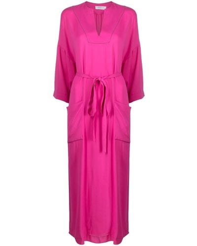Fabiana Filippi Belted Long-sleeved Midi Dress - Pink