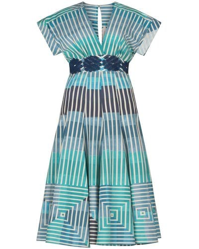 Silvia Tcherassi Adila Striped Midi Dress - Blue