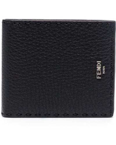 Fendi Logo-Lettering Bi-Fold Wallet - Black
