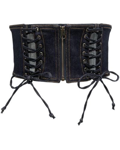 Jean Paul Gaultier Top denim in stile corsetto - Nero
