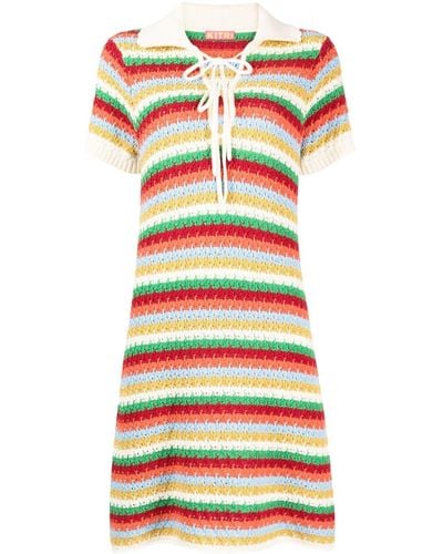 Kitri Ridley Striped Crochet Minidress - Multicolour
