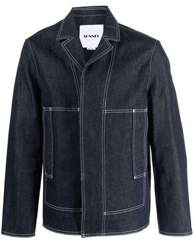 Sunnei Concealed-fastening Denim Cotton Jacket - Blue
