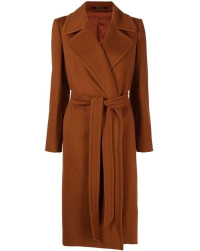Tagliatore Belted Single-breasted Coat - Brown