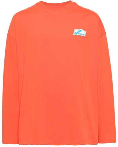 we11done Logo-embroidered Cotton T-shirt - Orange