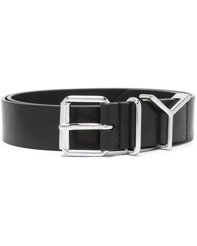 Y. Project Logo-lettering Leather Belt - Black