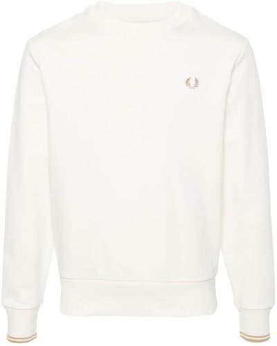 Fred Perry Logo-embroidered Cotton Sweatshirt - White