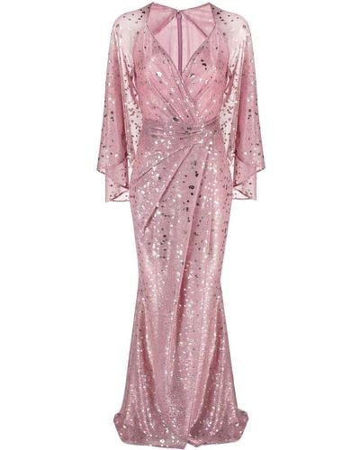 Talbot Runhof Abendkleid mit V-Ausschnitt - Pink