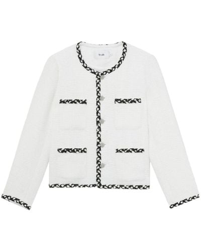 B+ AB Braided-trim Tweed Jacket - White