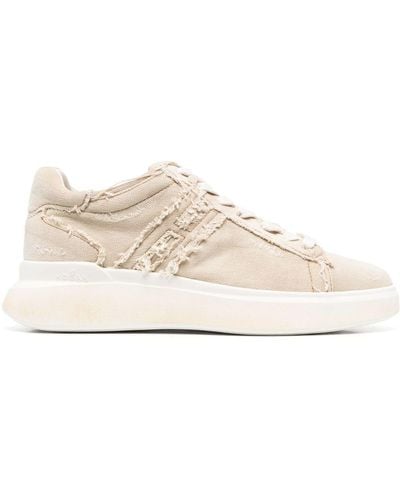 Hogan H580 Canvas-Sneakers im Distressed-Look - Weiß