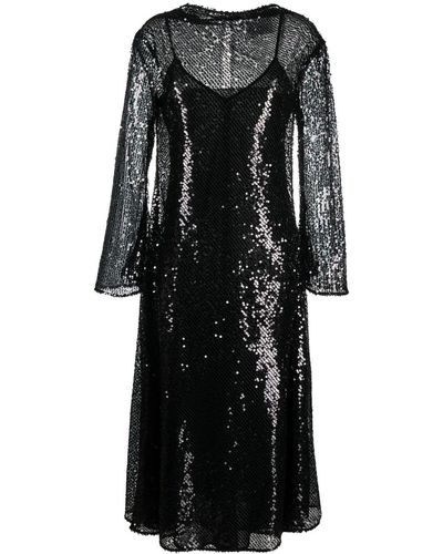 Erika Cavallini Semi Couture Abito lungo con paillettes - Nero