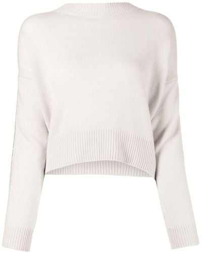 N.Peal Cashmere Side-beaded Cashmere Sweater - White