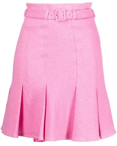 Patou Belted High-waisted Skirt - Pink