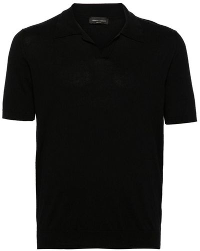 Roberto Collina V-neck Knitted Polo Shirt - Black