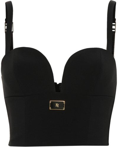 Elisabetta Franchi Logo-plaque Bustier Top - Black