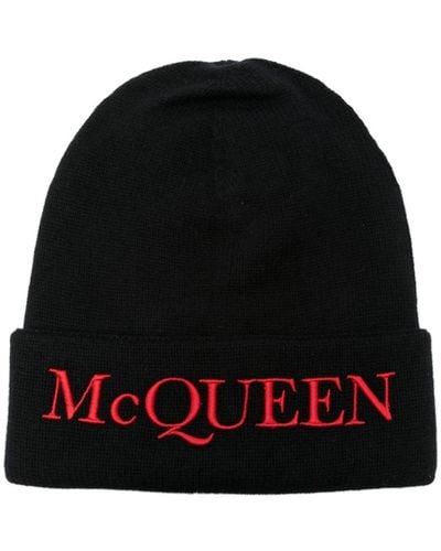 Alexander McQueen Logo-embroidered Cashmere Beanie - Black