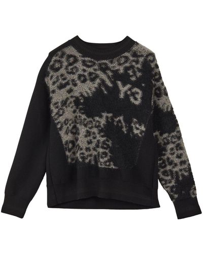 Y-3 Leopard-print Crew-neck Sweater - Black