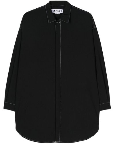 Sunnei Contrast-stitching Long Shirt - Black