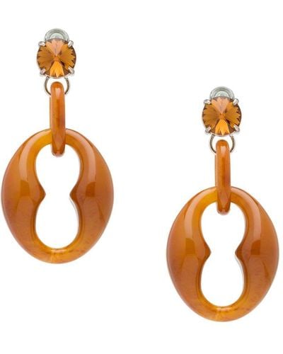 Prada Crystal-embellished Drop Earrings - Brown